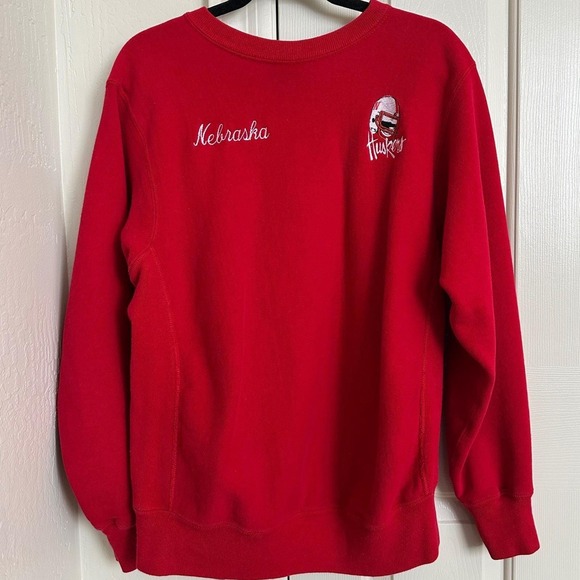 Vintage 90s Bassett Walker Cross Grain Nebraska Huskers Embroidered Sweatshirt L